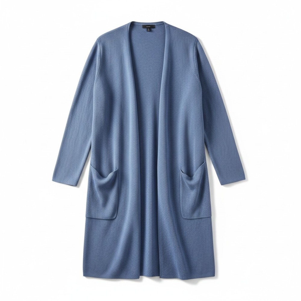 J.Crew Womens Blue Linen Blend Open Front Longline Cardigan Sweater Small